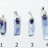 Blue Kyanite Blade Pendants-Amethyst Accent | New Earth Gifts
