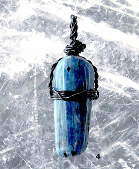 Blue Kyanite Polish Black Wire Pendant | New Earth Gifts