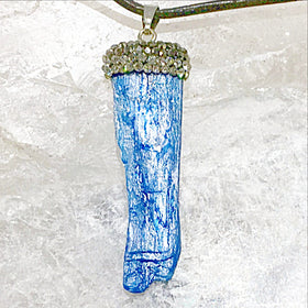 Blue Kyanite Blade Pendant with Beaded Cap | New Earth Gifts