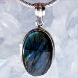 Labradorite Oval Sterling Silver Pendant Several Choices - New Earth Gifts