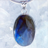 Labradorite Oval Sterling Silver Pendant Traditional Setting - New Earth Gifts