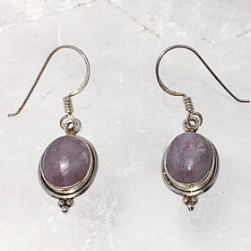 Purple Lepidolite Sterling Drop Earrings - New Earth Gifts
