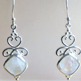 Sterling Rainbow Moonstone Goddess Style Earrings - New Earth Gifts