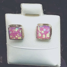 Pink Opal Sterling 7mm Stud Earrings - New Earth Gifts