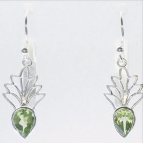 Peridot Sterling Silver Earrings Tiara Style - New Earth Gifts