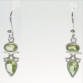 Peridot Faceted Goddess Earrings in Sterling Silver | New Earth Gifts