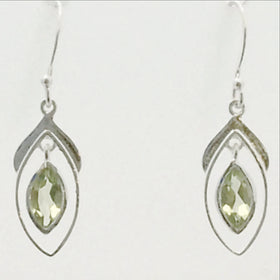 Peridot Sterling Faceted Earrings Double Marquis-New Earth Gifts