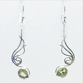Peridot Sterling Earrings, Silver Angel Wings Styling - New Earth Gifts