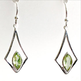 Peridot Faceted Marquis Style Sterling Earrings | New Earth Gifts