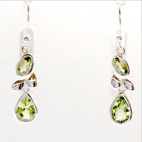 Sterling Peridot Double Drop Style Earrings, 1.25" long sparkling like green diamonds - New Earth Gifts