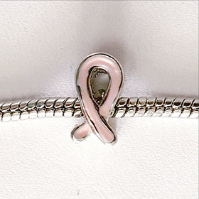 Large Hole Pink Ribbon Charm | New Earth Gifts