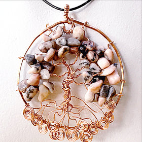 Tree of Life Pendant - Pink Lady Jasper - New Earth Gifts
