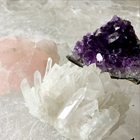 Healing Crystals Trio, Amethyst, Rose Quartz, Crystal Quartz | New Earth Gifts