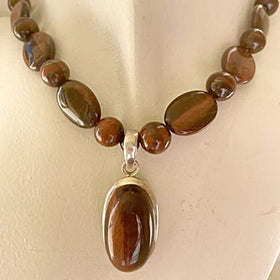 Beaded Necklace of Genuine Red Tigers Eye - new earth gifts