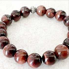 Red Tiger Eye -10mm Power Bracelet for Courage and Will Power- New Earth Gifts