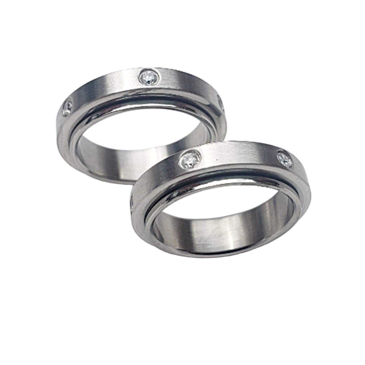 Stainless Steel Spinner Ring with Rhinestones - New Earth Gifts