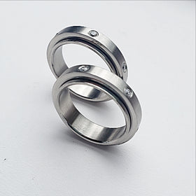 Stainless Steel Spinner Ring with Rhinestones - New Earth Gifts