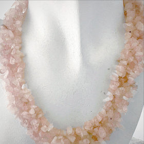 Rose Quartz Multi Strand Necklace of Genuine Gemstone Chips - New Earth Gifts