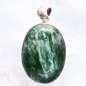 Seraphinite Classic Oval Sterling Pendant - New Earth Gifts