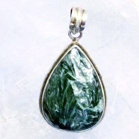 Seraphinite Classic Teardrop Pendant Sterling - New Earth Gifts