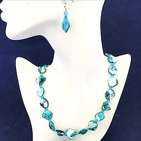 Teal Blue Blister Pearl Necklace  - New earth Gifts