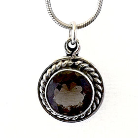 Smoky Quartz Sterling Pendant with Victorian Style Bezel, faceted smoky quartz - New Earth Gifts