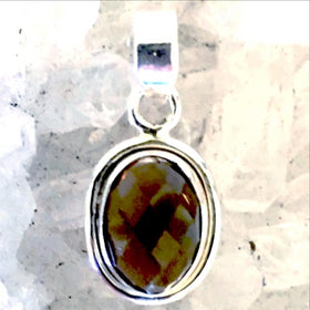 Smoky Quartz Faceted Oval Sterling Pendant