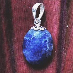 Sodalite Classic Denim Blue Faceted Oval Pendant | New Earth Gift