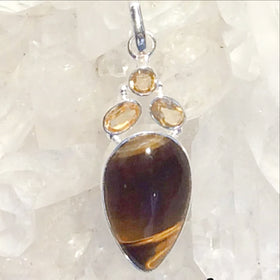 Tiger Eye Sterling Pendant with Citrine Accents | New Earth Gift
