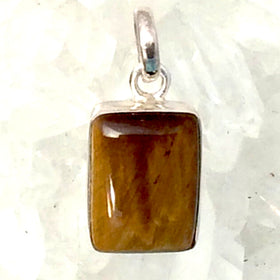 Tiger Eye Sterling Silver Square Pendant - New Earth Gifts