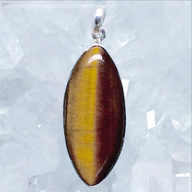 Tiger Eye Sterling Silver Marquis Pendant  - New Earth Gifts and Beads