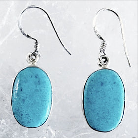 Sterling Blue Turquoise Oval Earrings - New Earth Gifts and Beads