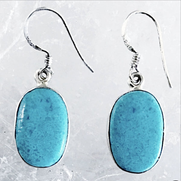 Sterling Blue Turquoise Oval Earrings - New Earth Gifts and Beads
