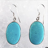 Blue Turquoise Oval Sterling Earrings - New Earth Gifts and Beads