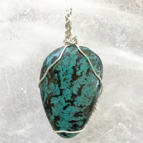 Turquoise Polish Pendant Silver Wire Wrap Southwestern Jewelry - New Earth Gifts