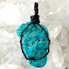 Turquoise Nevada Blue Pendant Wire Wrap -New Earth Gifts
