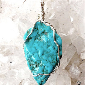 Turquoise Pendant Sterling Wire Wrap - New Earth Gifts