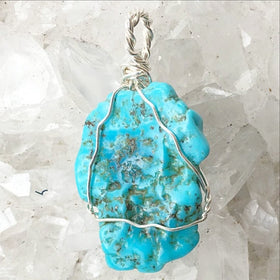 Turquoise Pendant Sterling Wire Wrap - New Earth Gifts