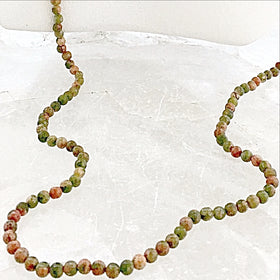 Unakite Hand Knotted 4mm Beaded Gemstone Necklace - New Earth Gifts