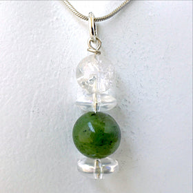 Jade and Quartz Crystal Prosperity Pendant - New Earth Gifts and Beads