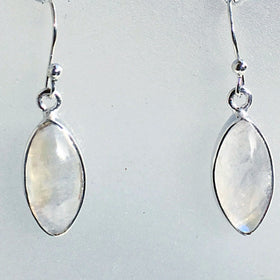 Rainbow Moonstone Marquis Sterling Earrings  - New Earth Gifts and Beads