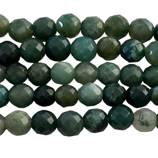 faceted moss agate round beads - new earth gifts and beads