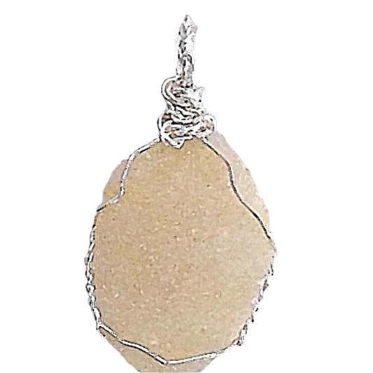 Agate Druzy Pendant - Peach Agate From Botswana