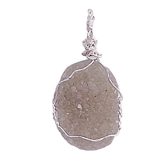 Agate Druzy Pendant - Botswana Peach Agate