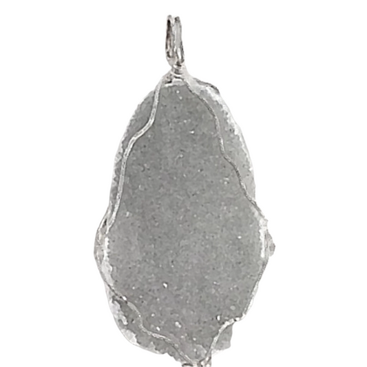 Agate Druzy Pendant - Gray Healing Agate
