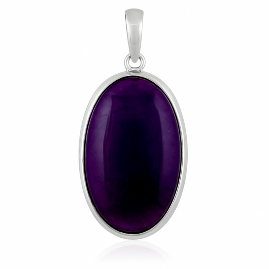 Amethyst Sterling Silver Oval Pendant - New Earth Gifts