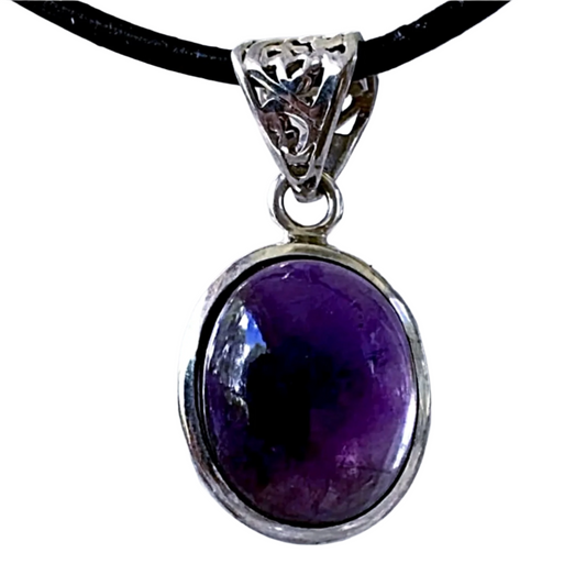 Amethyst Pendant - Sterling Silver Classic Style