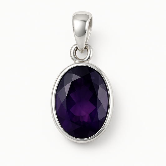 Amethyst Faceted Sterling Silver Pendant- New Earth Gifts