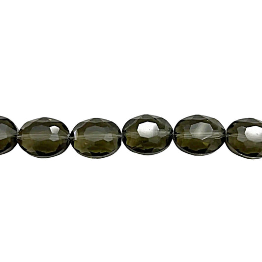 Crystal Puff Oval Beads Smoky Black - New Earth Gifts and Beads