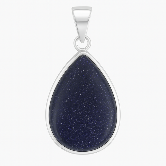 Sterling Blue Goldstone Teardrop Pendant - New Earth Gifts